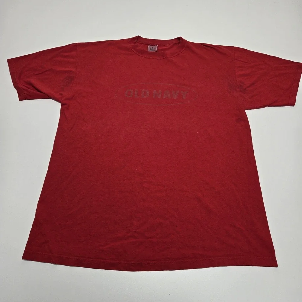 Vintage Old Navy Shirt Mens Large Red Short Sleeve Y2K Faded‎ Essential 90s